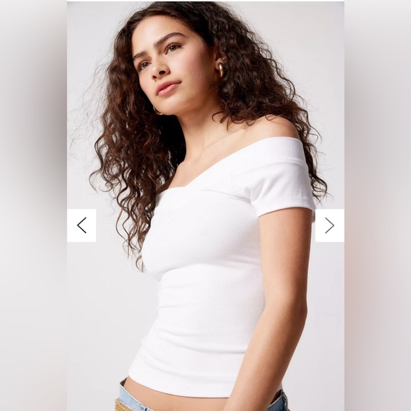 Urban Outfitters BDG Shannen V-Neck Top White - Picture 3 of 10